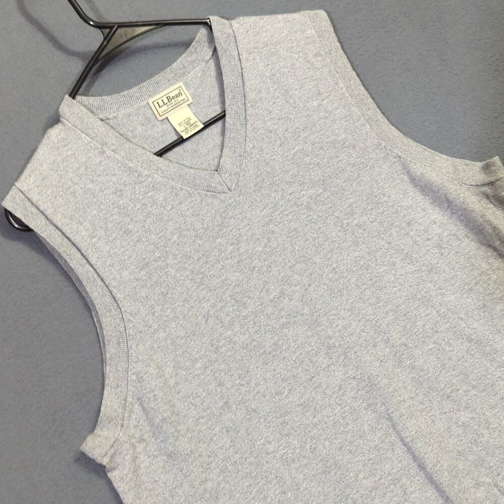 L.L. Bean Sweater Vest Men's L Gray Cotton Cashmere V Neck